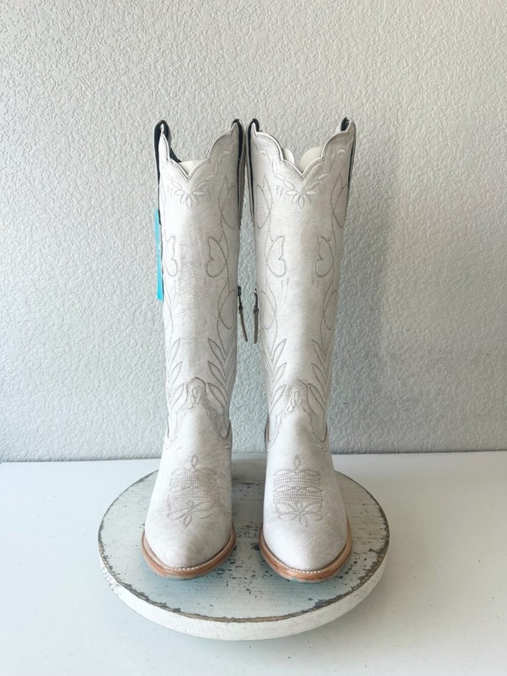 Lane SWEET MEMORIES Knee High Womens White Cowboy Boots Cowgirl Western Tall 8.5 - Picture 5 of 10